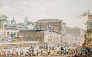 Antiquiteiten gevonden in Herculaneum worden naar het museum van Napels vervoerd door Louis Jean Desprez
