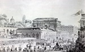 Antiquiteiten gevonden in Herculaneum worden naar het Museum van Napels vervoerd, c.1782 door Louis Jean Desprez