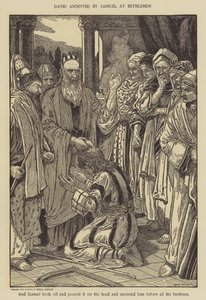 David gezalfd door Samuel in Bethlehem door Louis John Rhead