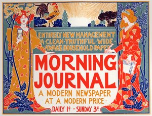 Literatuur. Morning Journal, krant. Poster door Louis Rhead, VS, ca. 1895