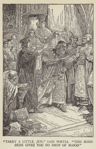 Wacht even, Jood, zei Portia, Deze overeenkomst geeft je geen druppel bloed door Louis John Rhead