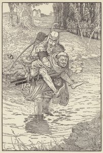 De monnik nam Robin op zijn rug door Louis John Rhead