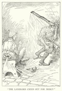 "De herbergier riep om genade" (litho) door Louis John Rhead