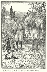 De kleine zwarte dwerg liep rond (litho) door Louis John Rhead