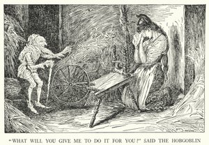 "Wat geef je me om het voor je te doen?" zei de kabouter (litho) door Louis John Rhead