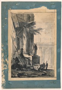 Tekening, Ruïne Fantasie, ca. 1762 door Louis Joseph Le Lorrain