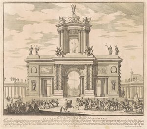 De Tweede Macchina voor de Chinea van 1745: Triomfboog voor de Terugkeer van Koning Karel van Bourbon naar Napels