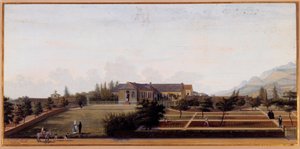 Uitzicht op Longwood op het eiland Sint-Helena, waar Napoleon Bonaparte tijdens zijn ballingschap woonde door Louis Joseph Marchand