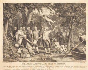 Mirabeau arriveert op de Champs-Élysées door Louis Joseph Masquelier after Jean Michel Moreau