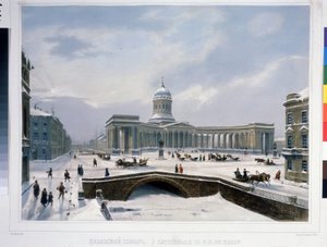 De Kazankathedraal in Sint-Petersburg door Louis Jules Arnout