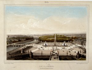 La Place de la Concorde - Lithografie door Jacottet