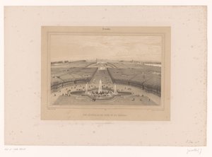 Zicht op de tuinen van Versailles door Louis Julien Jacottet