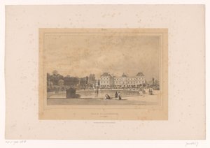 Zicht op het Palais du Luxembourg vanuit de Jardin du Luxembourg door Louis Julien Jacottet