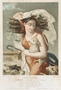 Brumaire (oktober-november), tweede maand van de Republikeinse Kalender, gegraveerd door Tresca, Frans, ca.1794