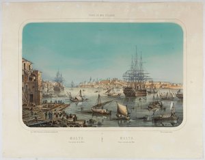 Louis Le Breton, Malta, Uitzicht vanaf de zee door Louis Le Breton