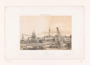 Zicht op het Arsenaal bij de haven van Lorient
