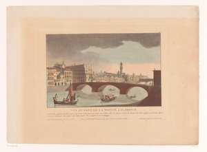 Gezicht op de Ponte Santa Trinita te Florence door Louis Lecoeur
