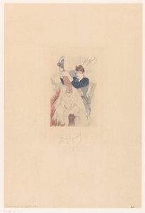 Cancan-danseres doet een flexibiliteitsoefening (Brisement assis (seule)) door Louis Legrand (signed by artist)