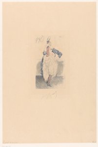 Cancan-danseres met gestrekt been en arm in haar zij door Louis Legrand (signed by artist)