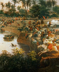 Slag om de piramiden (olieverf op doek) door Louis Lejeune