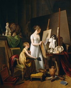 Een schildersatelier, c. 1800 door Louis Leopold Boilly