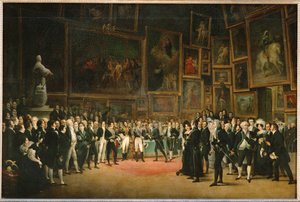 Aan het einde van de Salon van 1824, Koning Karel X ... door Louis Leopold Boilly