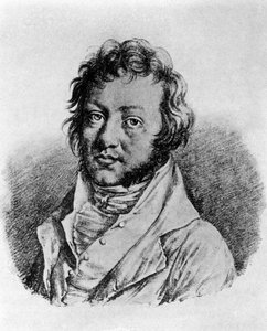 Portret van Andre Marie Ampere (1775 - 1836) Franse natuurkundige. Lithografie door Louis Boilly (1761-1845)