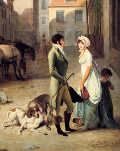 De aankomst van een postkoets bij het eindpunt (detail) door Louis Leopold Boilly