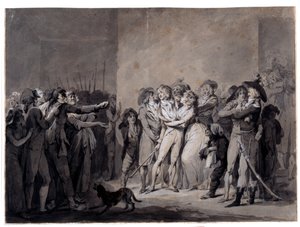 De arrestatie van Charlotte Corday na de moord op Marat door Louis Leopold Boilly