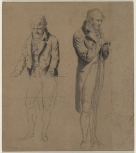 Twee staande figuren (studie voor Een spel biljart)