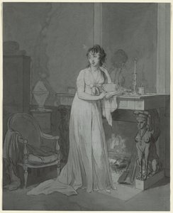 Vrouw voor een open haard door Louis Leopold Boilly