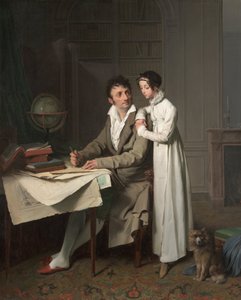 De aardrijkskundeles (Portret van Monsieur Gaudry en zijn dochter) door Louis Leopold Boilly