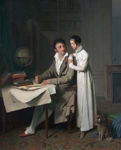 De aardrijkskundeles (Portret van Monsieur Gaudry en zijn dochter) door Louis Leopold Boilly