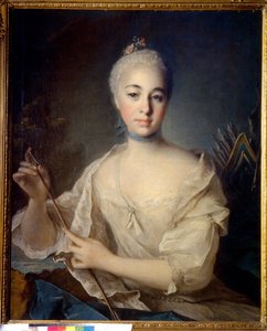 Portret van gravin Anna Vorontsova (1743-1769). Schilderij van Louis Tocque, olie op doek, circa 1758. Franse kunst door Louis Tocqué