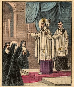Orde van de Visitatie van de Heilige Maagd Maria - St. Franciscus van Sales - Franciscus de Sales stichtte de Orde van Visitatie met Madame de Chantal (Jeanne Francoise Fremyot de Chantal) (1572-1641) - Gravure uit 