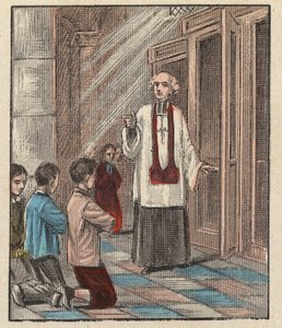 Voorbereiding eerste communie - Catechismus - Eerste communie voorbereiding - Gravure uit 