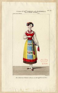 Mademoiselle Noblet als Fenella. Kostuumontwerp voor de opera La muette de Portici, 1828 door Louis Maleuvre