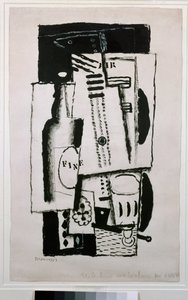 Stilleven, studie voor een schilderij op glas door Louis Marcoussis