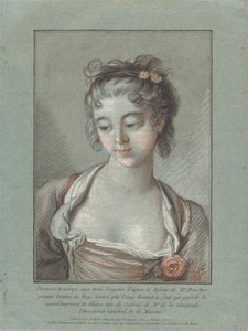 Buste van een Jonge Vrouw die Neerkijkt, 1765-1767 door Louis Marin Bonnet