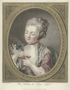 Buste van een jonge vrouw die koffie drinkt door Louis Marin Bonnet