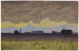 Treinlandschap in Arizona door Louis Michel Eilshemius