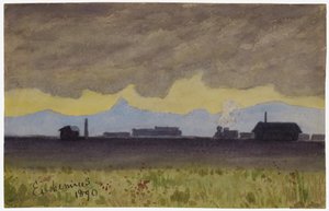 Treinlandschap in Arizona, 1890 door Louis Michel Eilshemius