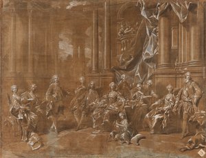 De familie van Philip V. door Louis Michel van Loo