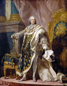 Portret van Lodewijk XV in zijn koninklijke kostuum