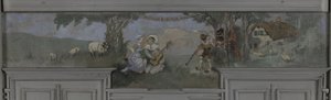 Pierrot en Colombine - Model voor de eetkamer van Jean Coquelin, Villa Longchamp, Neuilly, circa 1900