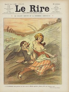 De galante afgevaardigde en het ambitieuze boerinnetje. Illustratie voor Le Rire door Louis Morin