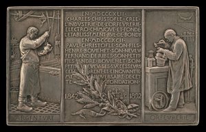 Vijftigste Verjaardag van de Christofle Company, 1842-1892 [achterzijde] door Louis Oscar Roty