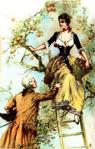 Plukken: Reclame voor cacao Blooker 1874 (prent)