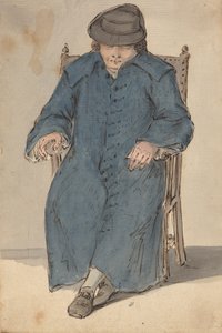 Man Slapend in een Lange Blauwe Jas door Louis Philippe Boitard