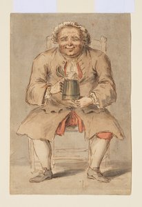 Zittende man met een bierpul door Louis Philippe Boitard